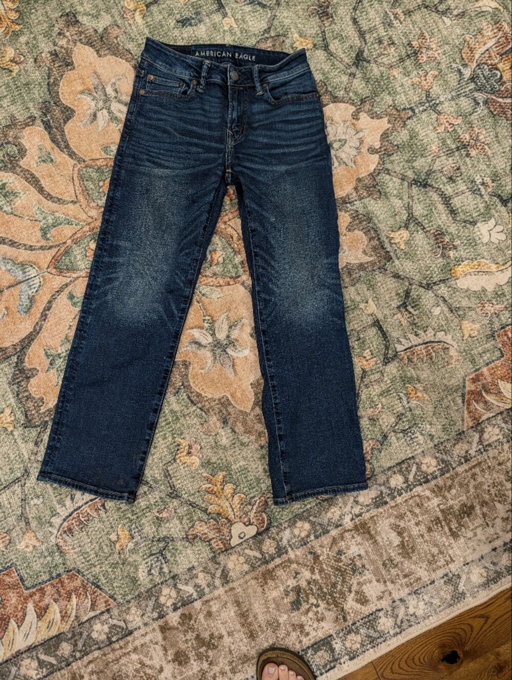 American Eagle Outfitters Women's Dark Blue Straight Leg Jeans